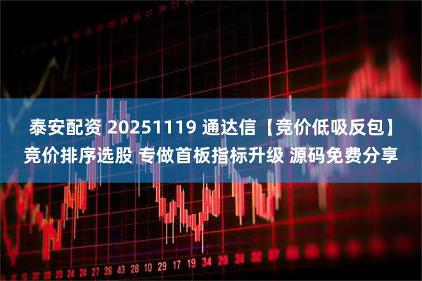 泰安配资 20251119 通达信【竞价低吸反包】竞价排序选股 专做首板指标升级 源码免费分享